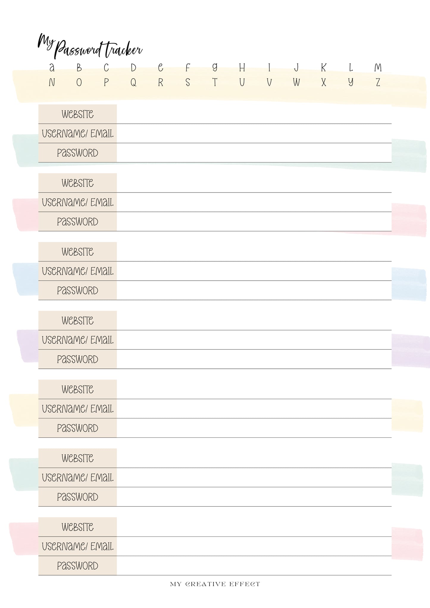 My Password Tracker Notepad