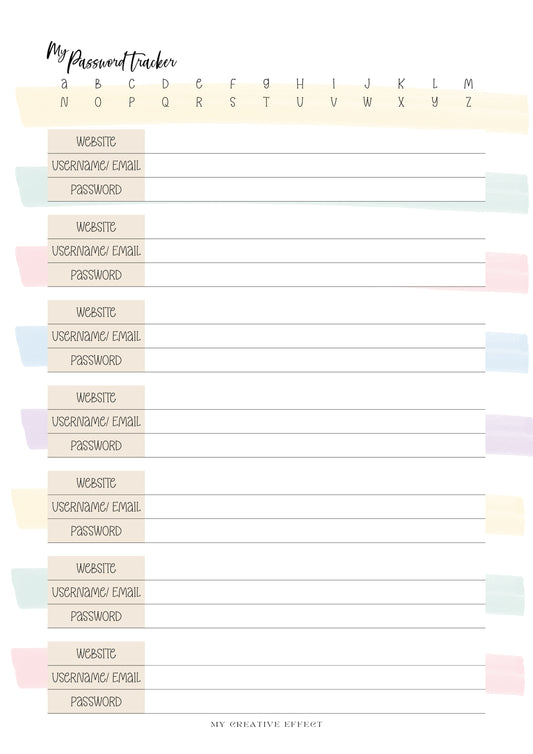 My Password Tracker Notepad