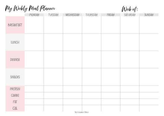 Weekly Meal Planner A4