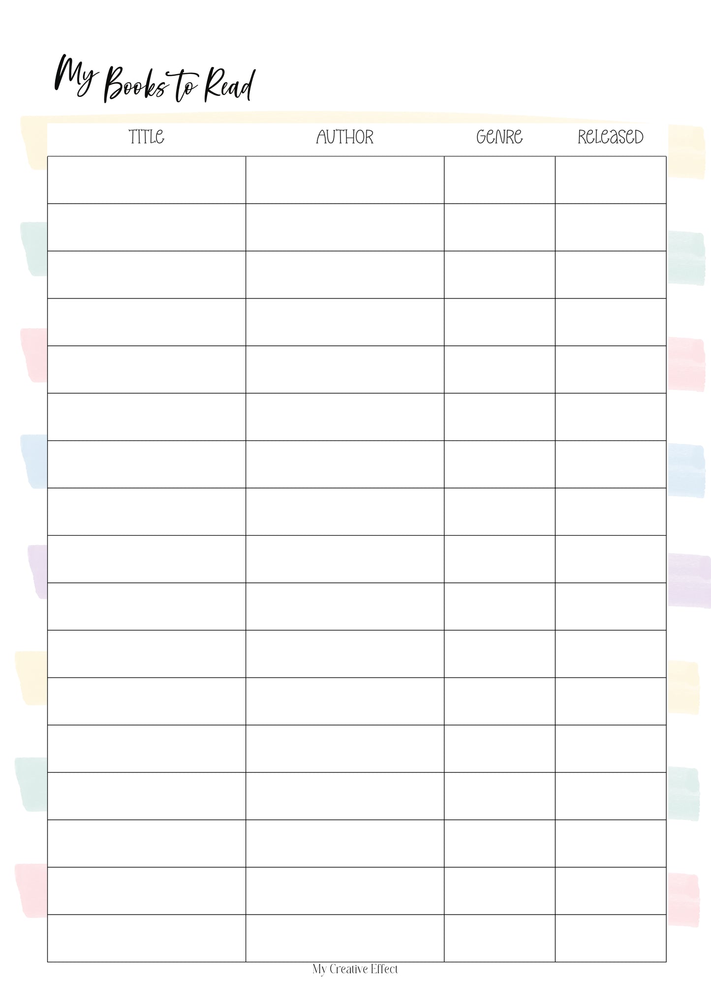 My Books To Read Tracker