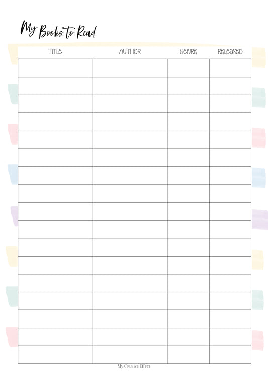 My Books To Read Tracker