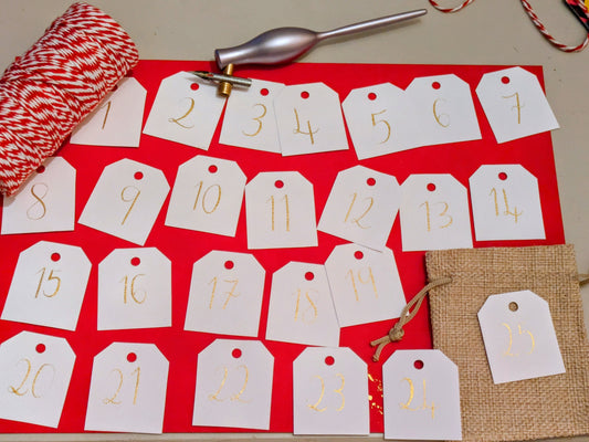 Christmas advent calendar gift tags