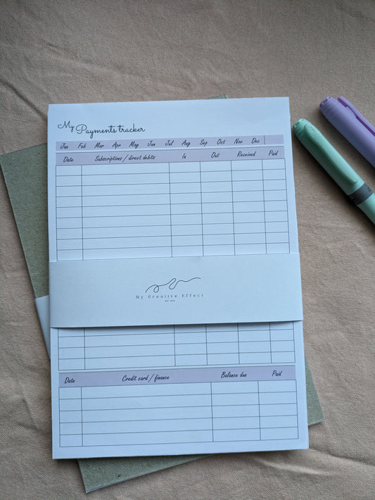 My Payments Tracker Notepad